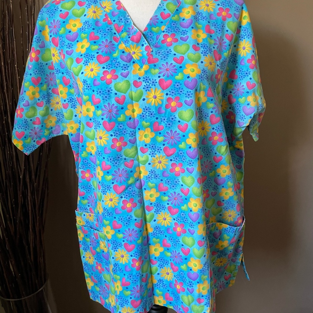 Colorful Floral Scrub Tops